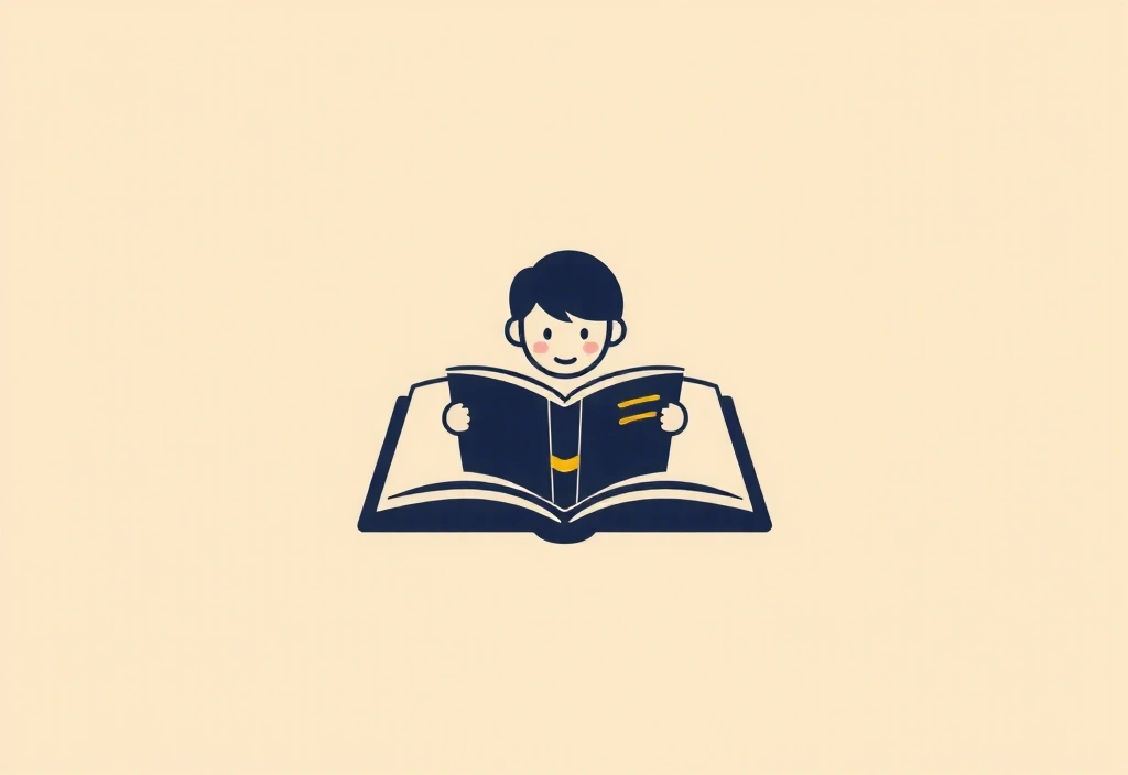 Imagine minimalistă a unei cărți deschise sau a unei persoane citind, simbolizând cunoașterea și învățarea.