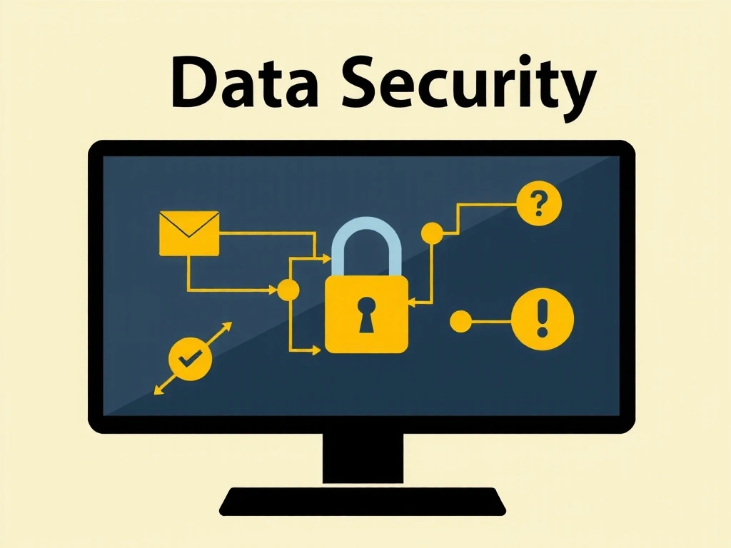 Imagine cu simboluri de confidențialitate și securitate a datelor, cu un ecran de computer și un lacăt