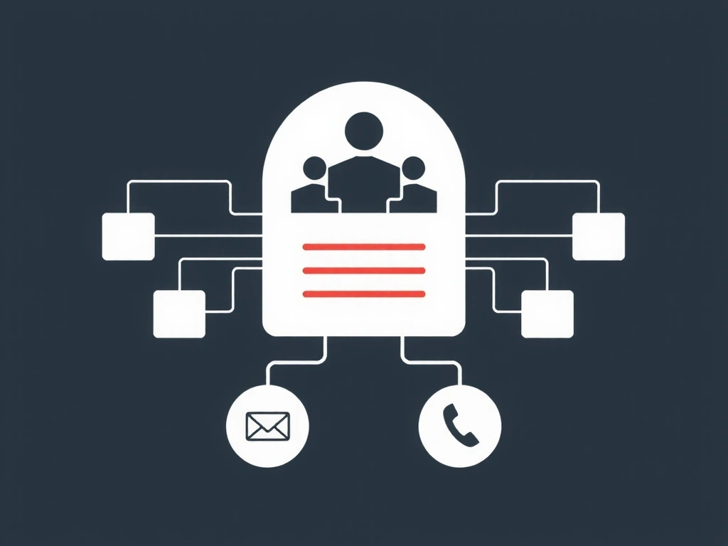 Imagine reprezentând o cascadă de informații digitale și o interfață de contact cu email și telefon