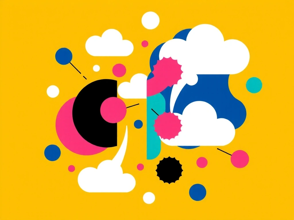 Imagine conceptuală a unor idei care se ciocnesc, reprezentând mituri și fapte